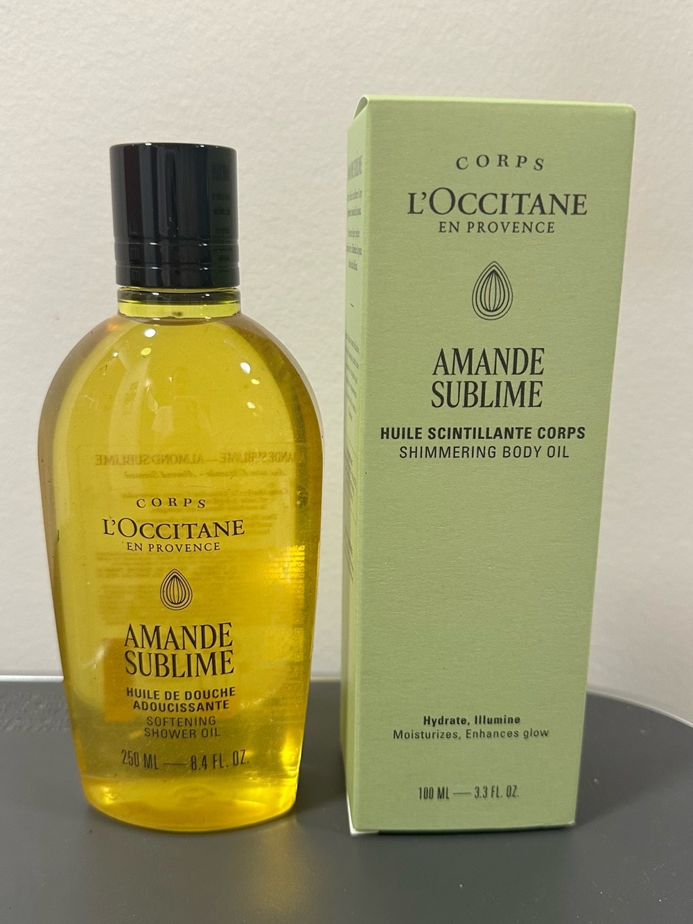 L'OCCITANE almond shower, and body oil set